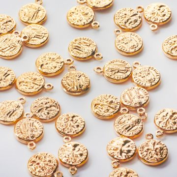 Srebrna zawieszka moneta św. Krzysztof AG925 pozłacana 13mm