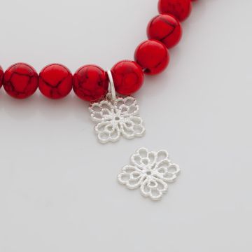 Srebrna zawieszka  kwiatek ażurowy AG925 13mm