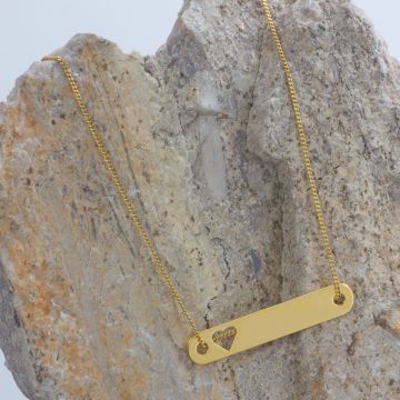 Zawieszka celebrytka prostokąt z sercem złoty 30x55mm