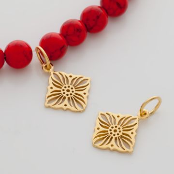 Srebrna zawieszka kwadrat ażurowy z kółeczkiem AG925 pozłacana 19mm