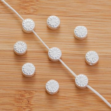 Srebrny koralik krążek kwiatek 6,5mm AG925
