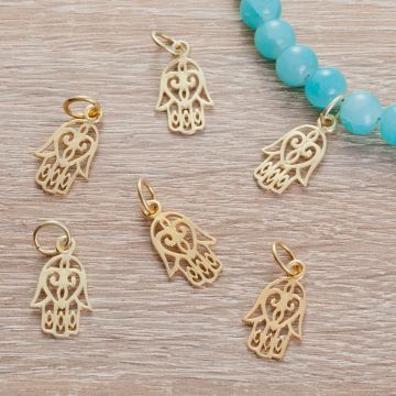 Srebrna zawieszka ręka fatimy AG925 pozłacana 18x11.5mm