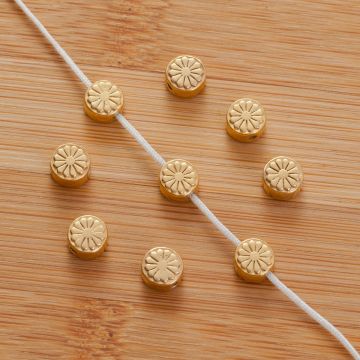 Srebrny koralik krążek kwiatek AG925 pzłacany 6.5mm