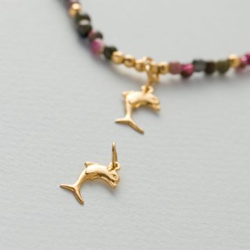 Srebrna zawieszka do bransoletek delfinek AG925 pozłacana 15x9mm