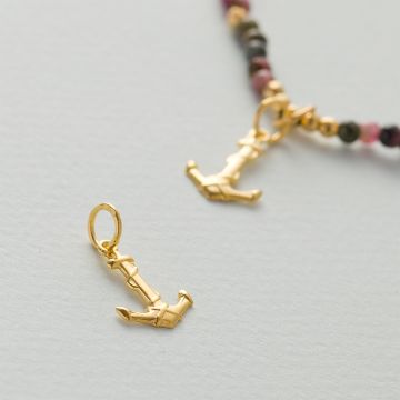 Srebrna zawieszka do bransoletek kotwica AG925 pozłacana 16.5x11mm