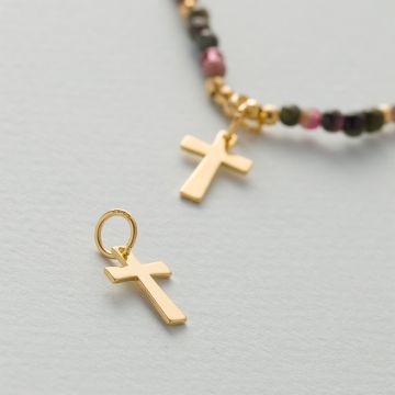 Srebrna zawieszka do bransoletek krzyż AG925 pozłacana 14.5x10mm