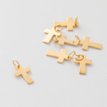 Srebrna zawieszka gładki krzyż AG925 pozłacana 16x11mm