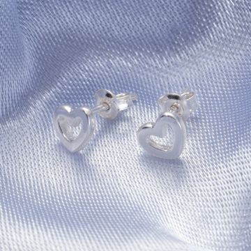Srebrne kolczyki serca wycięte AG925 6mm