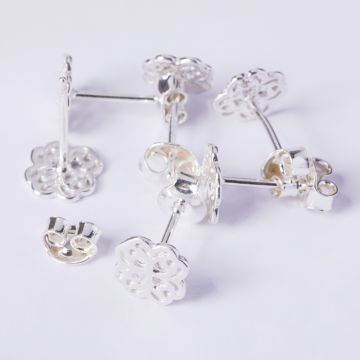 Srebrne kolczyki koniczynka ażurowa AG925 8mm