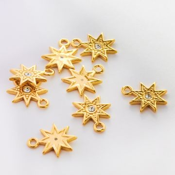 Srebrna zawieszka róża wiatrów z cyrkonią AG925 pozłacana 10mm