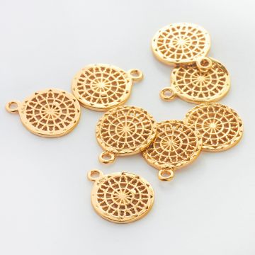 Srebrna zawieszka łapacz snów w stylu boho AG925 pozłacana 13,5mm