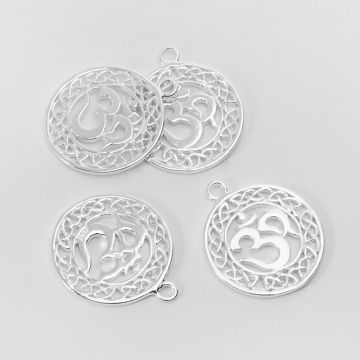 Srebrna zawieszka znak Om w kółku ażurowym AG925 23,5mm