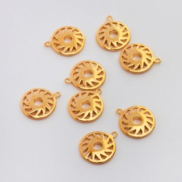 Srebrna zawieszka słoneczko w kółku AG925 pozłacana 13mm