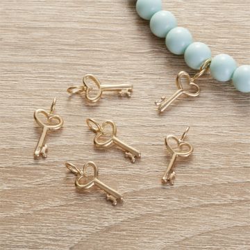 Srebrna, pozłacana zawieszka kluczyk z serduszkiem,  AG925 15.5x9mm