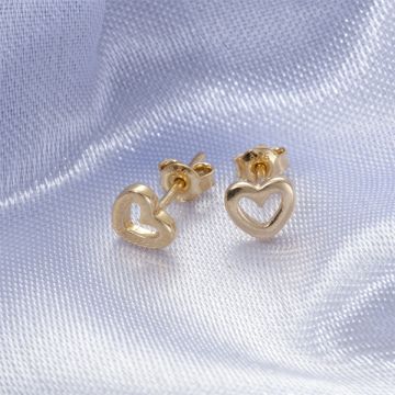 Srebrne kolczyki serca wycięte AG925 pozłacane 6mm