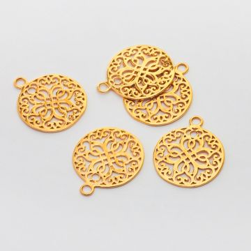 Srebrna zawieszka ornament ażurowy AG925 pozłacana 18mm