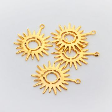 Srebrna zawieszka do naszyjników słońce wycinane AG925 pozłacana 27mm