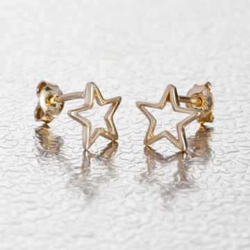 Srebrne kolczyki gwiazdki AG925 pozłacane 8.5mm