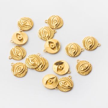 Srebrna zawieszka oko proroka w kółku AG925 pozłacana 10mm