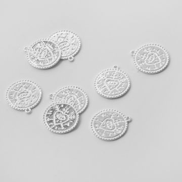 Srebrna zawieszka moneta z serduszkiem AG925 17mm