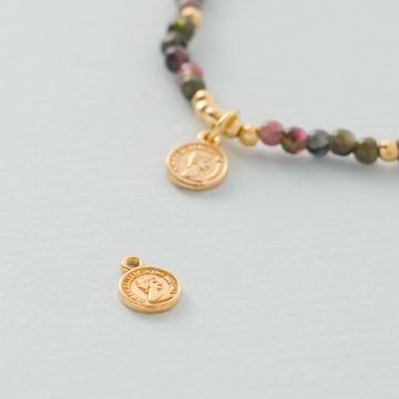 Srebrna zawieszka mała moneta AG925 8mm pozłacana