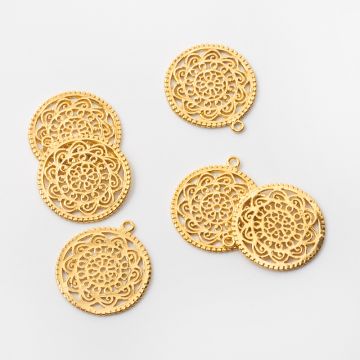 Srebrna zawieszka "serwetka" AG925 pozłacana 24,5mm