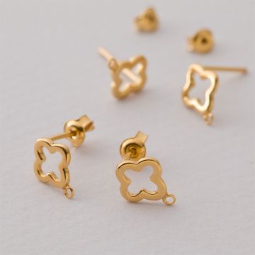 Kolczyki kwiatki wycięte z podwieszeniem AG925 pozłacane 10x8mm