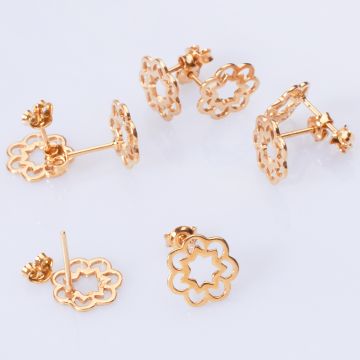 Srebrne kolczyki gwiazdka ażurowa AG925, pozłacane 11mm