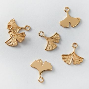 Srebrna zawieszka liść miłorzębu AG925 pozłacana 14mm