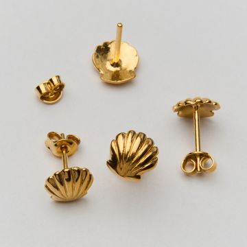 Srebrne kolczyki muszelki AG925 pozłacane 7,5mm