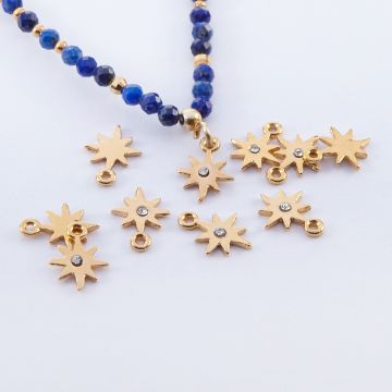 Zawieszka róża wiatrów z cyrkonią pozłacana 10 mm