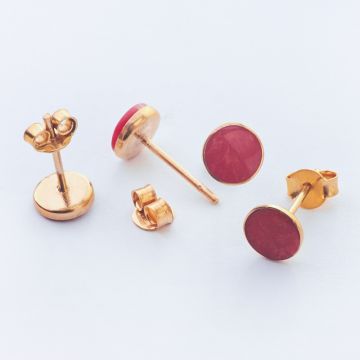 Srebrne kolczyki z czerwonym koralem pozłacane AG925 6,5mm