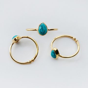 Srebrny pierścionek regulowany z magnezytem łezka AG925 pozłacany 20mm