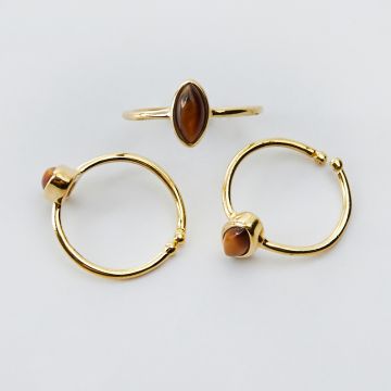 Srebrny pierścionek regulowany z tygrysim okiem markiza AG925 pozłacany 20mm