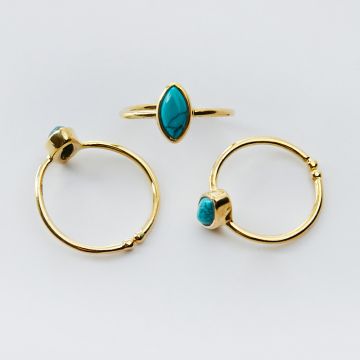 Srebrny pierścionek regulowany z magnezytem markiza AG925 pozłacany 20mm