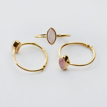 Srebrny pierścionek regulowany z kryształem górskim różowym markiza AG925 pozłacany 20mm