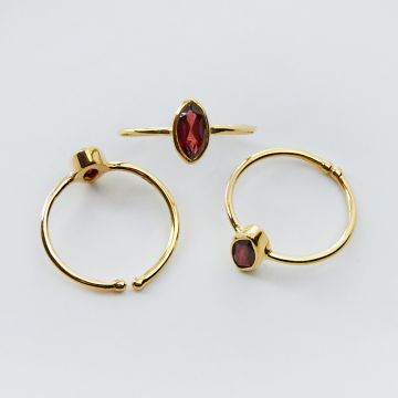 Srebrny pierścionek regulowany z granatem markiza AG925 pozłacany 20mm