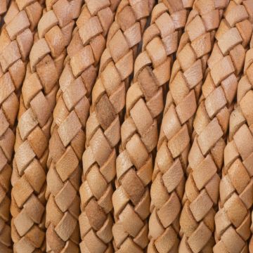 Rzemień naturalny pleciony cappucino 6mm
