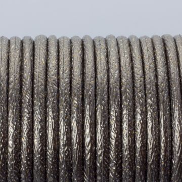 Rzemień klejony srebrny z drobinkami 3mm