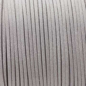 Rzemień zamszowy płaski srebrny z brokatem 1x2.5mm