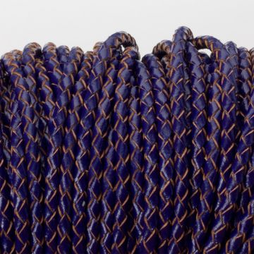 Rzemień naturalny pleciony lakierowany 3mm granatowy