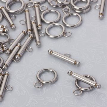 Zapięcie toggle ze stali chirurgicznej w kolorze srebrnym 12mm
