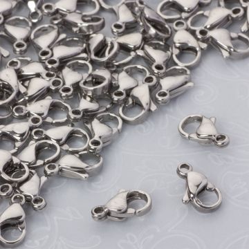 Karabińczyk ze stali chirurgicznej w kolorze srebrnym 11mm