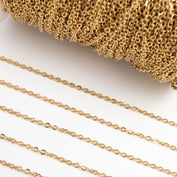 Łańcuszek płaski owal ze stali chirurgicznej w kolorze złotym 2x2,5mm PVD