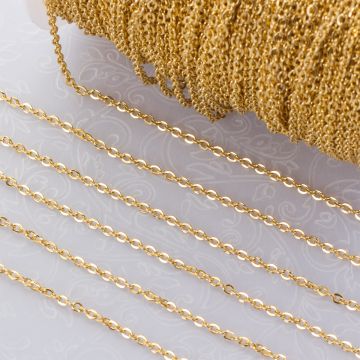 Łańcuszek płaski owal ze stali chirurgicznej w kolorze złotym 2,5x3,5mm PVD