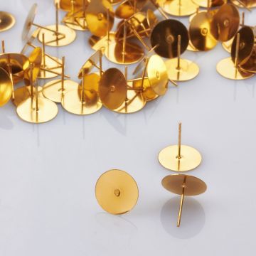 Sztyfty z talerzykiem do naklejania ze stali chirurgicznej w kolorze złotym 12mm