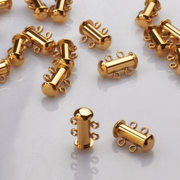 Zapięcie rozsuwane 2 sznurki ze stali chirurgicznej w kolorze złotym 15mm