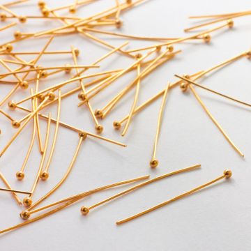 Szpilki ze stali chirurgicznej z okrągłą główką w kolorze złotym 30x0,7mm PVD Szpilki ze stali chirurgicznej z okrągłą główką w kolorze złotym 30x0,7mm PVD