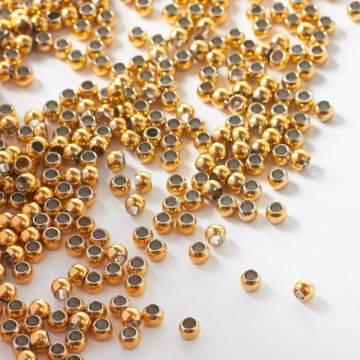 Kulki ze stali chirurgicznej z dużą dziurką w kolorze złotym 3mm PVD