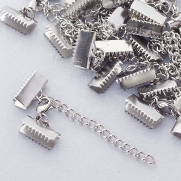 Zapięcia w zestawie ze stali chirurgicznej w kolorze srebrnym 15mm